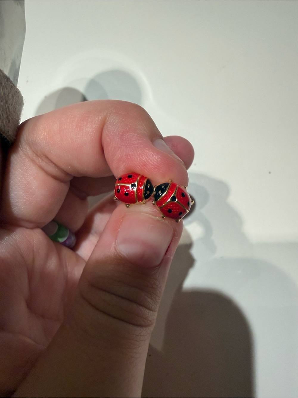 Cute Red Ladybug Stud Earrings